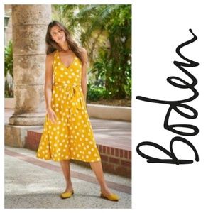 Boden Tess Halterneck Jersey Dress Tuscan Sun, Spotty Dot